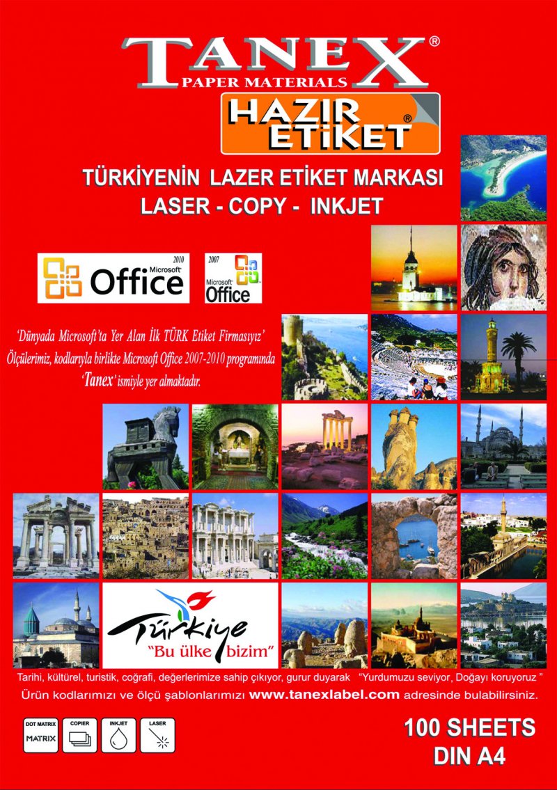BİLGİSAYAR ETİKETİ LAZER  ŞEFFAF TANEKS 25 Lİ PK