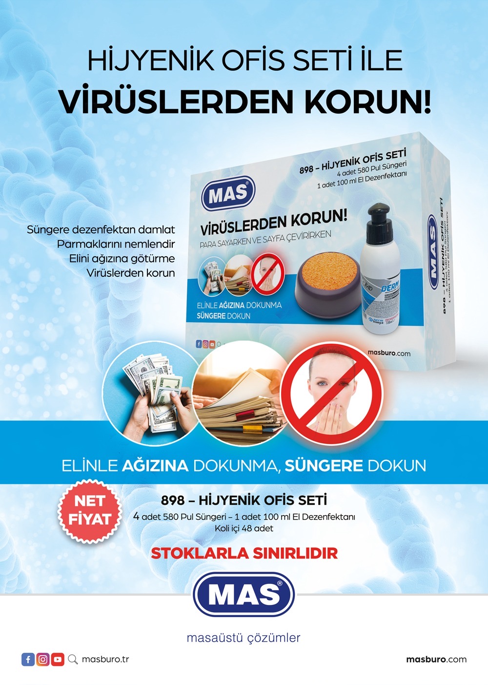 PUL SÜNGERİ  HİJYENİK OFİS SETİ MAS 898
