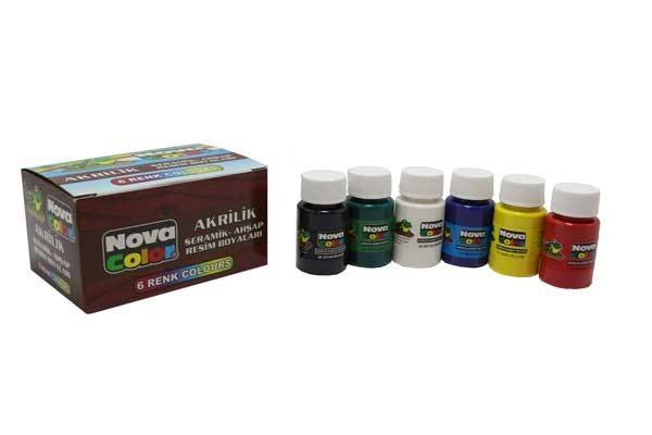 AHŞAP-AKRİLİK BOYA NOVACOLOR 6  Lİ TAKIM NC 180
